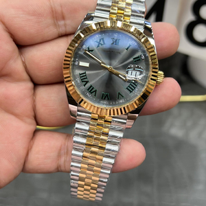 Relojes Mecánicos de 41 mm, Automáticos, de Metal, con Bisel Acanalado Dorado, Esfera Negra con Diamantes, Reloj de Lujo para Hombre, Oro Amarillo, Diamante Moissanita - Product Image 3