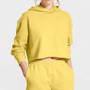 Sudadera corta con capucha para mujer, estilo diario, a la moda, de tela suave, manga larga, informal, para gimnasio y entrenamiento. - Product Image 2