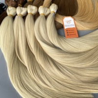 Extensions de Cheveux Humains Remy Vietnamiens Blond Clair, Tissage en Paquets, Qualité Supérieure Grade 12A, Sans Nœuds