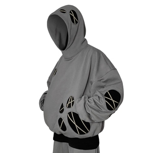 Fleece Lined Retro Drop Shoulder Solid Pattern Polyester Cotton Hoodies Autumn Winter Trendy Men's Loose Casual Sweatshirt - Product Image 6