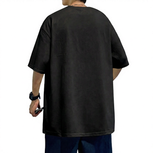 Camiseta de Algodón Lisa Extra Grande para Hombre, Manga Corta, Cuello Redondo, Color Sólido, Ropa Casual - Product Image 3
