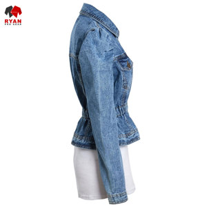 Ryan เสื้อแจ็กเก็ตยีนส์สำหรับผู้หญิงผ้าสวมใส่สบายระบายอากาศได้ดีพร้อมโลโก้ออกแบบได้ตามต้องการ - Product Image 4