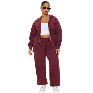 Survêtement oversize à fermeture éclair en tissu molletonné de coton lourd 450 GSM avec votre logo et design personnalisés, prix de gros - Product Image 2