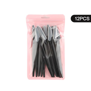 Lot de 12 rasoirs Dermaplaning noirs pour sourcils et visage, avec étui de protection, pour femmes et hommes - Product Image 1