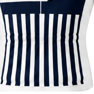 Maillot de cyclisme personnalisé bleu marine et blanc à manches courtes, fermeture éclair intégrale, respirant, séchage rapide, pour vélo de route, performance, course, vêtements de sport - Product Image 6