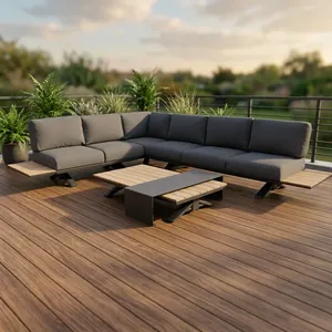 Modern L-Shape Sectional <b>Sofa</b> <b>Set</b> with Fabric <b>Cushions</b> and Metal Legs for Living Room - Product Image 2
