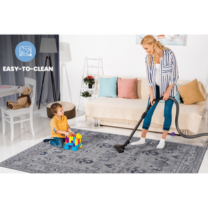 Tappeto per zona Non spargimento grigio/blu/orientale da 8x10 per camera da letto da pranzo e soggiorno e Set resistente alle macchie - Product Image 5