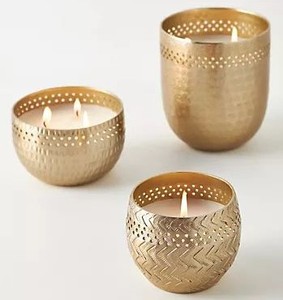 Pot à bougie décoratif en métal haut de gamme, design gravé, contenant de luxe pour bougie d'aromathérapie, décoration de table pour la maison - Product Image 3