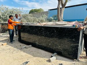 VARDHMAAN BLACK MARKINO Flamed Surface Modern Design <b>Granite</b> <b>Slab</b> for Kitchen & Villa Applications - Product Image 6