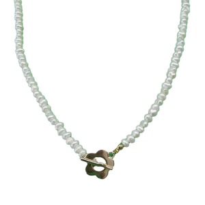 Collar de Perlas de Agua Dulce Barrocas con Hebilla de Flor de Ciruelo con Incrustaciones de Oro de 14K, Cadena de Clavícula con Flores Pequeñas, Estilo Ins, Temperamento - Product Image 5