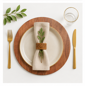 Platos de Servicio de Madera de Acacia de Lujo al por Mayor, Ecológicos y Duraderos, Bandeja de Servicio de Diseño Moderno para Decoración de Mesa en Bodas, Hoteles y Banquetes - Product Image 2