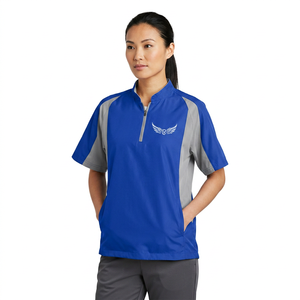 Royal Blue <b>Men's</b> Quarter-Zip Sport Shirt With Wing Logo Embroidery Quick Dry Polyester <b>Summer</b> Wear - Product Image 2