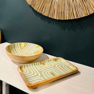 Handmade Eco-Friendly Durable Wooden Round Color <b>Enamel</b> Plated Luxury Design <b>Plates</b> Blue Handpainted Patterns for Business Gifts - Product Image 5