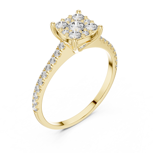 Luxury Round Cut Lab Grown Diamond Engagement <b>Ring</b> 10K 14K 18K Gold 925 <b>Silver</b> Pave Band Prong <b>Set</b> Wedding <b>Ring</b> Women - Product Image 4