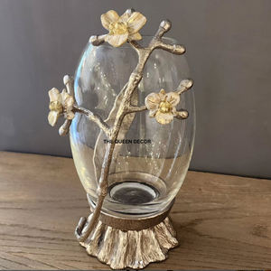 Jarrones de Aluminio para Flores de Boda, Hermoso Diseño de Hojas y Flores, Centro de Mesa Plateado, Decoración Nueva, Lujosa y Hecha a Mano - Product Image 6