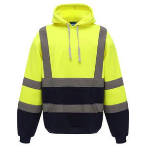 High Visibility Reflective Safety Hoodie Full Zip <b>Work</b> Jacket Detachable Hood <b>Waterproof</b> Breathable Hoodie OEM Safety Workwear - Product Image 2