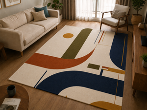 Tapis en laine tufté à la main de style Bauhaus moderne, motif géométrique abstrait, tapis de luxe pour salon et chambre, taille personnalisée - Product Image 3