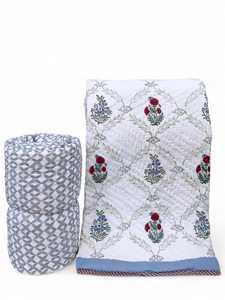 Edredones de Algodón Acolchados de Doble Cara con Estampado Floral, Peso Medio, Transpirables, para Decoración del Hogar - Product Image 4