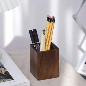 Organisateur de bureau rond en bois rustique, porte-stylos - Product Image 3