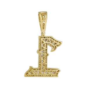 Colgante de Moissanita Número Uno Brillante, Diseño Baguette y Redondo, Amuleto Atrevido, Joyería Chapada en Oro/Plata Estilo Hip Hop - Product Image 3