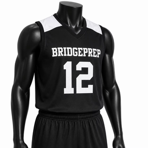 Conjunto de Camiseta de Baloncesto Negra para Hombre Bridgeprep, Cuello en V, Sin Mangas, Absorbe la Humedad, Ajuste Atlético, Ropa Deportiva para Adultos - Product Image 2