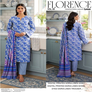 Famous designer ladies winterwear kameez shalwar Linen fabric pakistani style suits <b>for</b> <b>women</b> embroidered printed lenin - Product Image 1