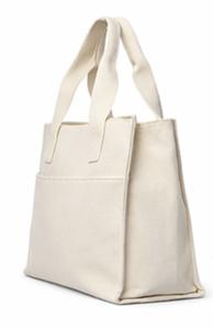Sac fourre-tout en toile de coton moyen, personnalisable avec logo imprimé, poche, fermeture et poignée d'épaule – Vente en gros - Product Image 2