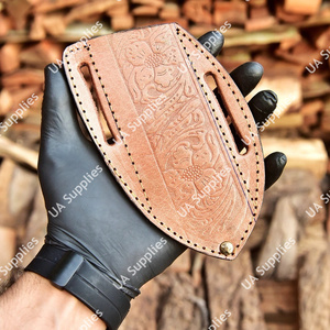 Funda para cuchillo de pescado plegable cosida a mano, de cuero genuino, con soporte horizontal inclinado para cinturón, protector de caza hecho a mano y personalizado - Product Image 2