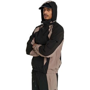 Premium Nylon Panel Work Windbreaker <b>Set</b> Custom Wholesale Factory Supplier USA Casual Autumn Streetwear Jacket Pants Outfit Edit - Product Image 3