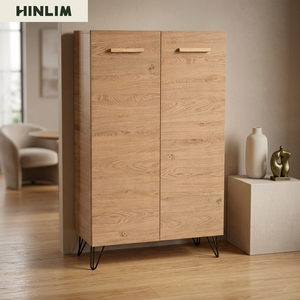 Modern Scandinavian Design Durable Wooden <b>Shoe</b> Cabinet 5 <b>Shelves</b> Flat Panel Door Metal Legs Entry <b>Storage</b> Living Room Furniture - Product Image 4