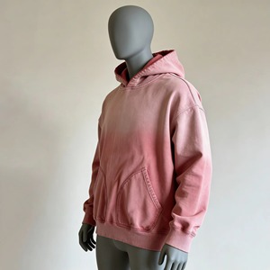 Sweat à capuche zippé pour homme, style streetwear, délavé soleil, effet usé, broderie, délavage acide, épais, avec strass, fabrication sur mesure - Product Image 6