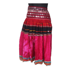 Indian Gujarati Real Kutchi Skirt Multi Embroidered <b>Mirror</b> Work Boho Gypsy Tribal Belly Dance Banjara Plus Size Womens Skirts - Product Image 1