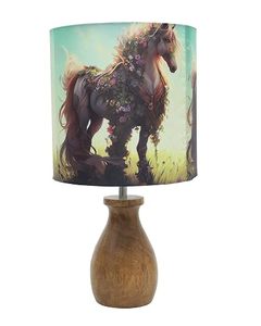 Lampe de table imprimée avec motif cheval, base en bois, lampe de chevet, lampe de bureau, décoration d'intérieur - Product Image 4