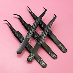 Pinzas de pestañas de fibra de agarre antideslizante, herramienta de belleza de aplicación de volumen de extensión de pestañas de ángulo de 45 90 grados - Product Image 1