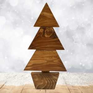 NOUSHAD HANDICRAFTS Natural <b>Wood</b> <b>Christmas</b> <b>Tree</b> Decor Set 3 Piece Craft Tabletop Holiday Party Decoration Durable Eco Friendly - Product Image 2