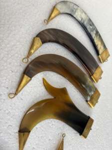 Colgante de Cuerno de Búfalo Natural, Amuleto de Hueso Chapado en Forma de Luna Creciente, Suministros para Fabricación de Joyería Tribal Boho Étnica, Negro Beige - Product Image 4