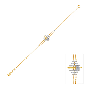 18K Yellow Gold Geometric Diamond <b>Bracelet</b> for Women | Luxury Double Chain CZ Diamond <b>Adjustable</b> <b>Bracelet</b> | Modern Minimalist Fi - Product Image 1