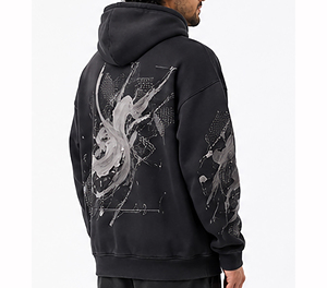 Sweat-shirt à capuche de luxe noir pour homme, coupe oversize, en coton épais, style streetwear hiver, chaud et tendance - Product Image 4