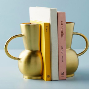 Sujetalibros creativos en forma de jarra, color dorado mate, que también sirven como jarrones decorativos para tu estantería; disponibles a precios de mayorista. - Product Image 1