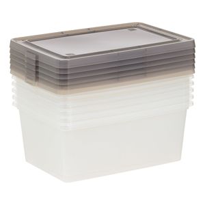 Bacs de rangement en plastique de 14,5 litres avec couvercles, empilables, lot de 6 - Product Image 3