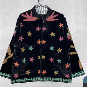 เสื้อแจ็คเก็ตกำมะหยี่ปักลายซูซานี คอจีน ลายดาวและนก ทรงหลวม แขนยาว สไตล์วินเทจสำหรับฤดูใบไม้ร่วง - Product Image 3
