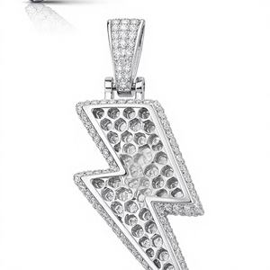 Pendentif Éclair de Thunders Hip Hop Iced Out en Argent 925 Entièrement Sertie de Moissanite, Bijou pour Homme Style Urbain Rapper Fête - Product Image 4