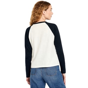 <b>Raglan</b> Long <b>Sleeve</b> Mock Neck Jersey <b>T</b>-<b>Shirt</b> Men Cotton Plain Casual Acid Wash Silk Screen Printed Custom Logo Private Label OEM - Product Image 4