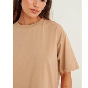 T-shirt en coton à col en V pour femme, léger, tissé, à manches courtes, décontracté, écologique, respirant, séchage rapide, pour tous les jours - Product Image 1
