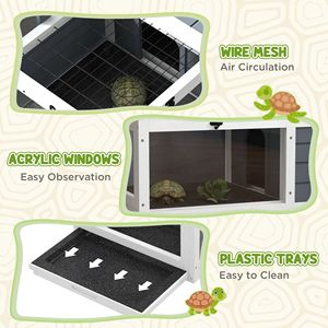 Habitat di tartaruga in legno grigio con portalampada per animali domestici mobili per la casa - Product Image 6