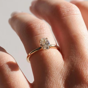Elegant Oval Cut Moissanite Engagement <b>Ring</b>, 14K Gold Solitaire <b>Ring</b>, Minimalist Wedding <b>Ring</b> for Women, <b>Dainty</b> Promise <b>Ring</b> - Product Image 6