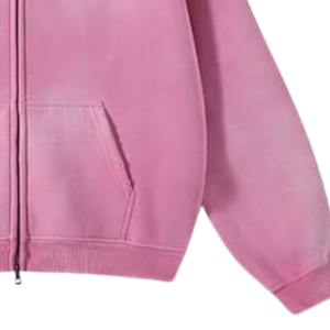 Men Pink <b>Acid</b> Wash Zip Up Hoodie Oversized Streetwear Heavyweight Cotton Fleece <b>Drop</b> Shoulder Vintage Custom Sweatshirt Hoodies - Product Image 4