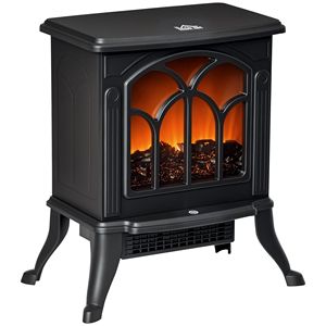Caminetto Elettrico Indipendente 750W/1500W con Effetto Fiamma e Legna Realistico, Stufa Elegante Nera - Product Image 1