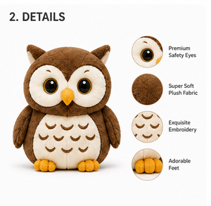 Peluche de búho, juguete de peluche suave de búho, lindo muñeco de peluche de búho, juguete de peluche de búho de dibujos animados, juguete de abrazo de búho bebé, peluche de búho kawaii, búho de peluche para dormir - Product Image 4