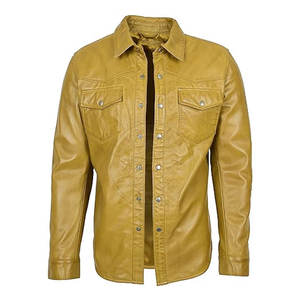 Chemises en cuir pour hommes de qualité supérieure, style actuel, couleur unie, vente en gros, prix bas, chemises en cuir pour hommes - Product Image 2